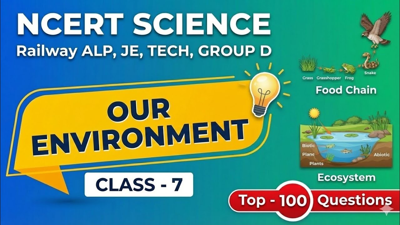 🔥 NCERT SCIENCE: Environment 🌳 पर्यावरण Top 100 Questions 💯 RRB Group D, ALP, Tech 3rd, RRB JE 