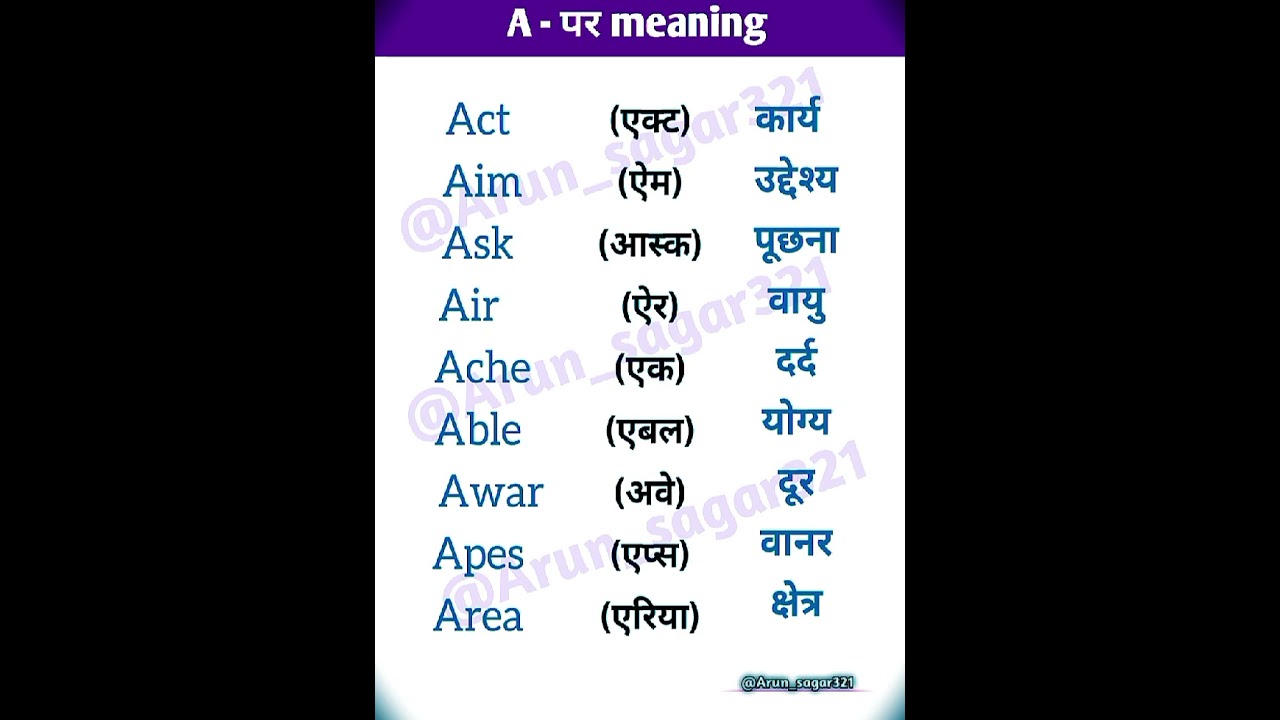 A - पर meaning words in hindi ||A पर मीनिंग 😱