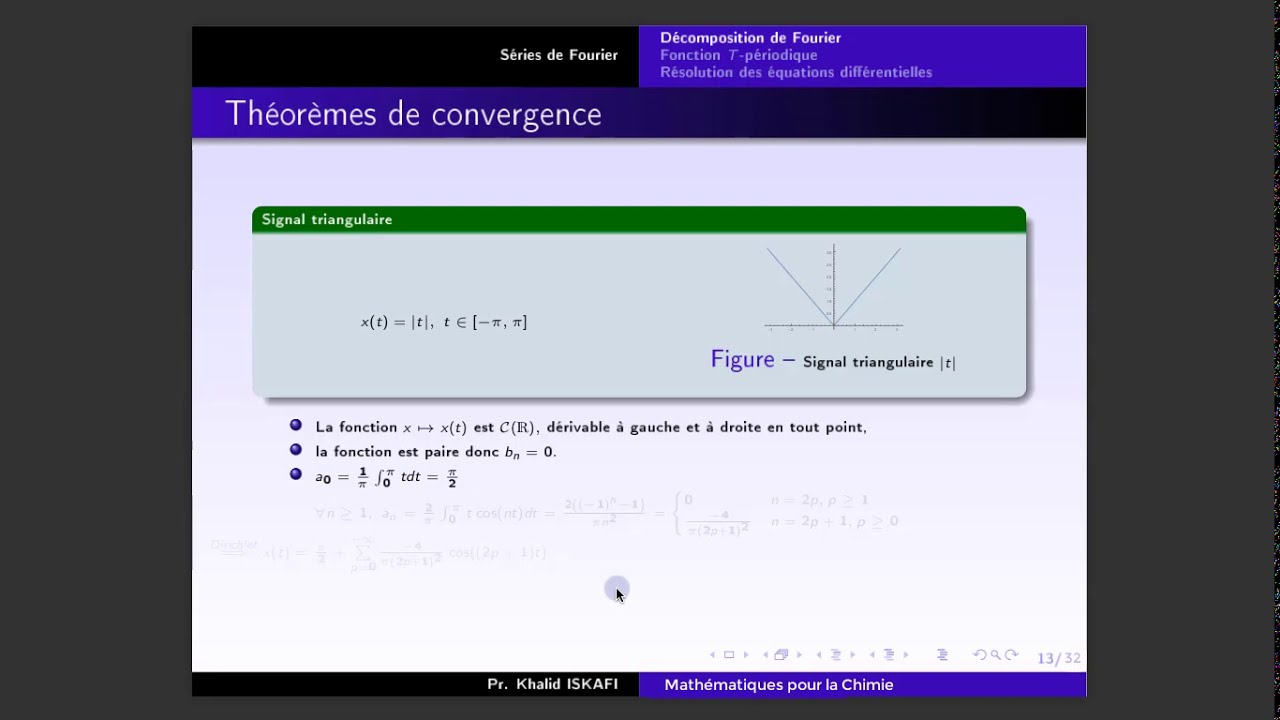 Mathématiques pour la Chimie ch6 Séries de Fourier SMCS3 décomposition  fréquence Eq diff