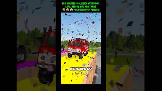 Epic Avengers Collision With Funny Cars, Rescue Bus, And Trains