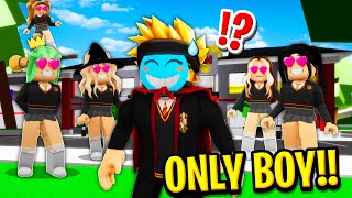 ONLY BOY in GIRLS ONLY Wizard School in Roblox BROOKHAVEN RP!!