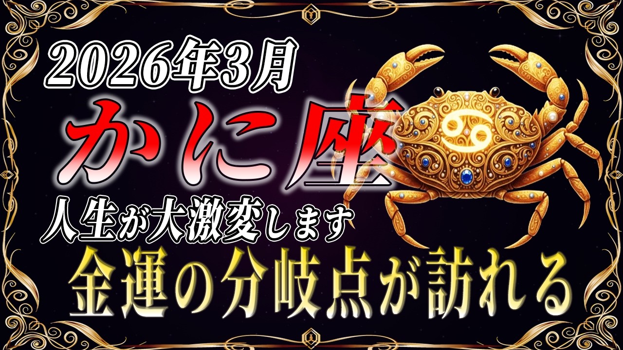 【蟹座♋3月】 2026年あなたの人生が別世界レベルに大激変⁉︎