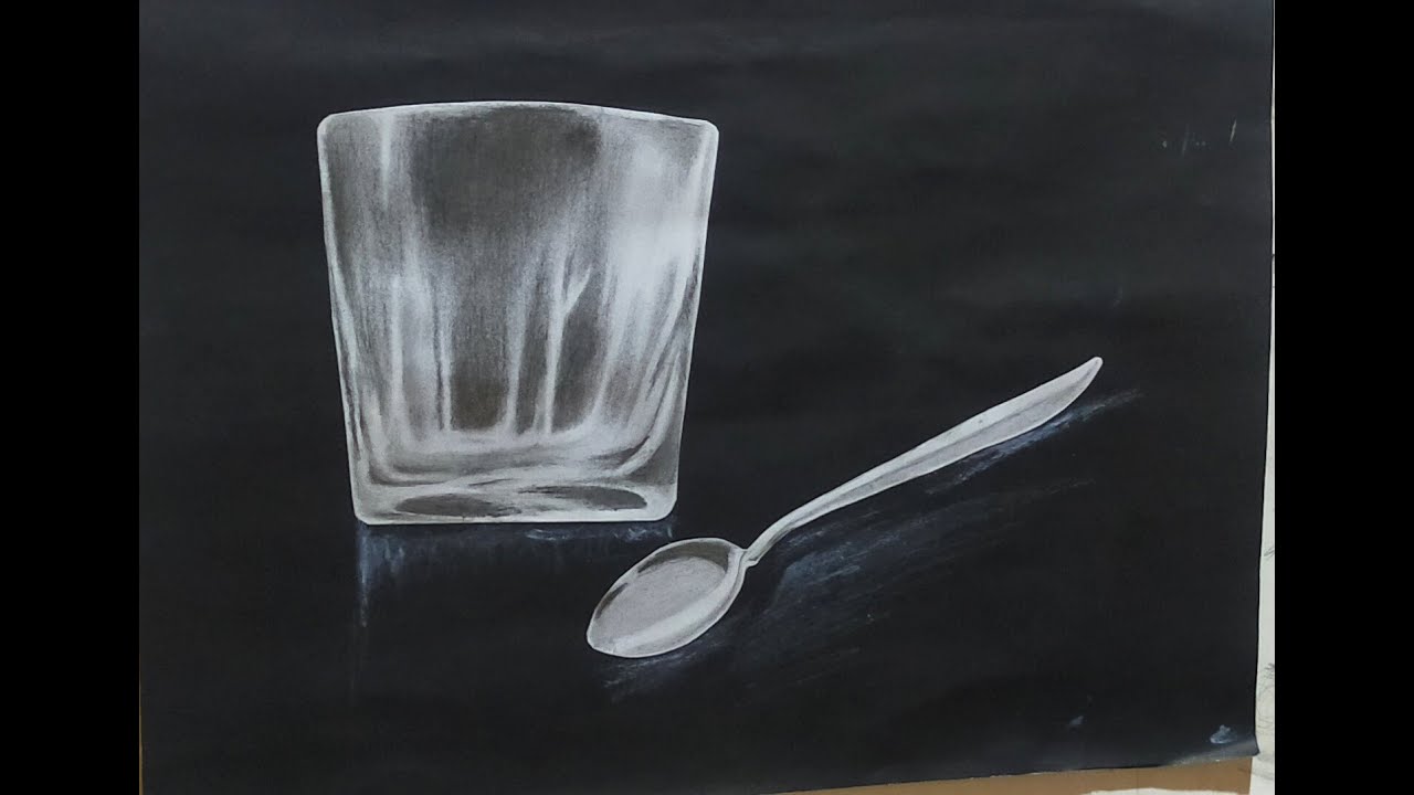 How to Draw Realistic Glass & Spoon - Pencil sketch