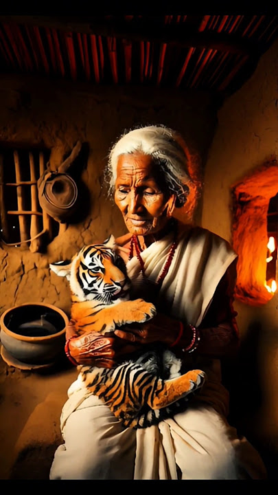 Grandma and the Tiger Cub #Aishorts #aivideos #tiger #old women #viralshorts