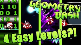 GEOMETRY DASH 4 Easy Levels w/Coins ~ LUCID AURORA, THE FALLEN, GALACTIC RAIN, and XENOCODE