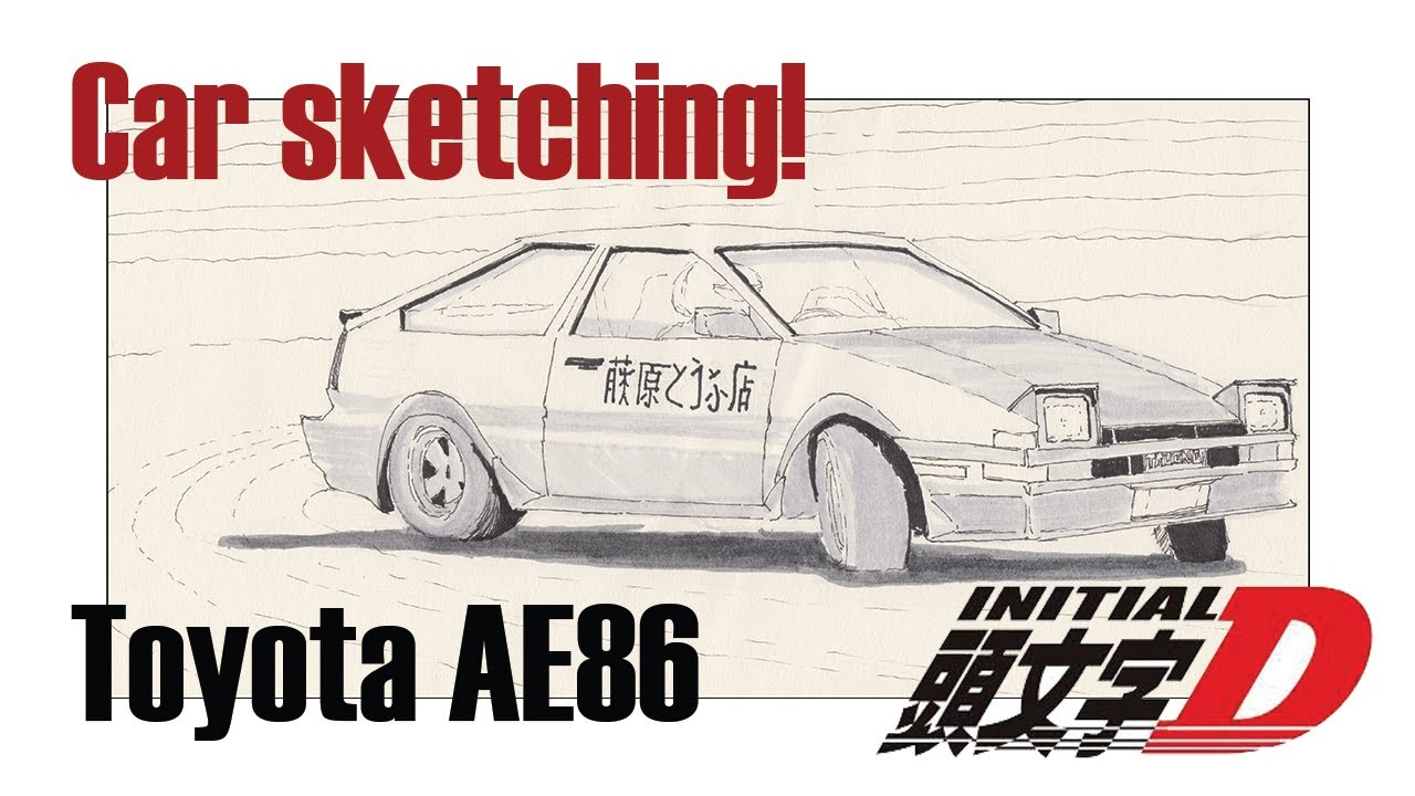 Initial D Sketch Anime Toyota Ae86 Speed Drawing Youtube