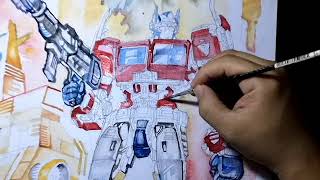 Optimus Prime Water Color Painting