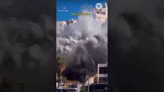 Moment the occupation forces blew up the Sanoubar familys house in the town of Zawata west of Nablus