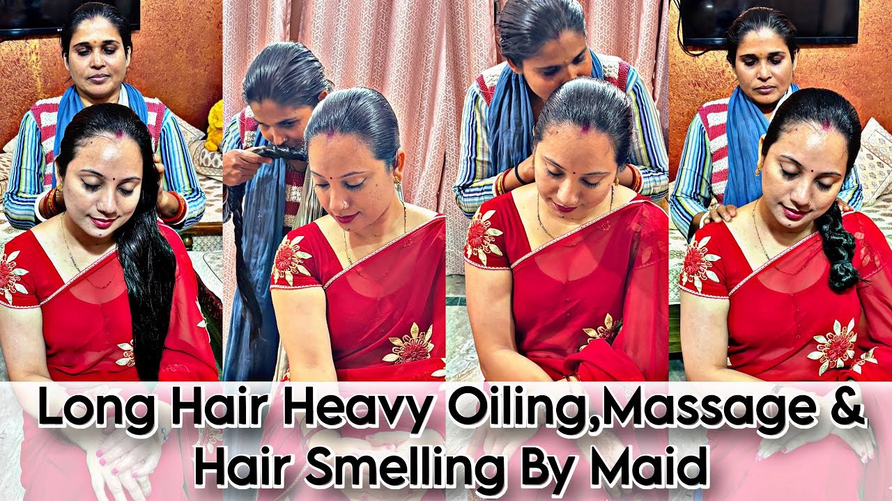 Sensual Oily Hair Smelling Ritual: Maid’s Massage, Slick Bun & Braid Transformation✨