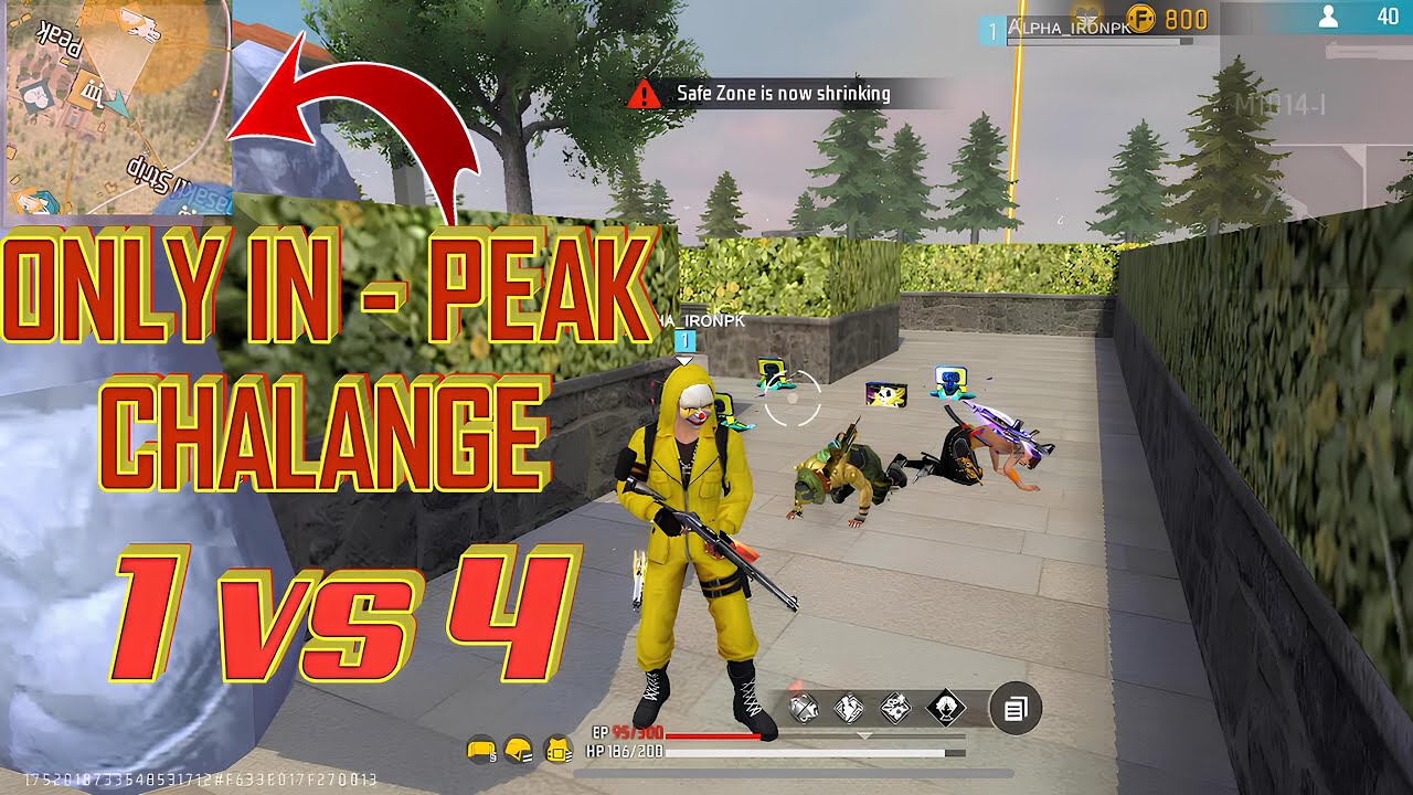 Free Fire India 1 vs 4 Gameplay In Peak only BR Ranked Solo vs Squad ...