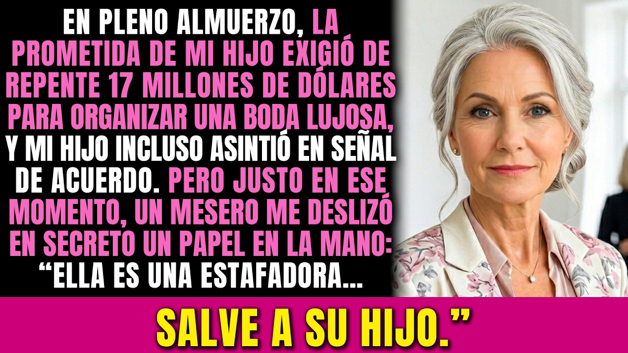 La prometida de mi hijo me exigió 17 millones en pleno almuerzo, y luego el mesero…