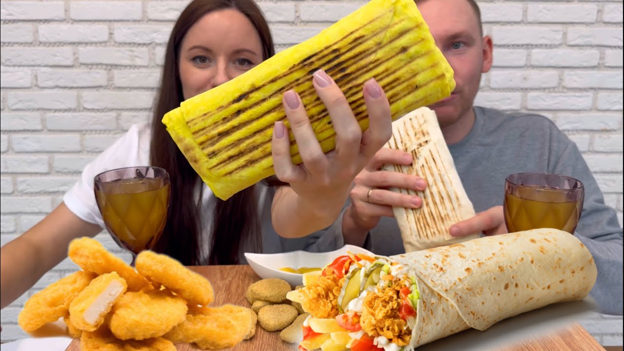 МУКБАНГ ШАУРМА НАГГЕТСЫ 