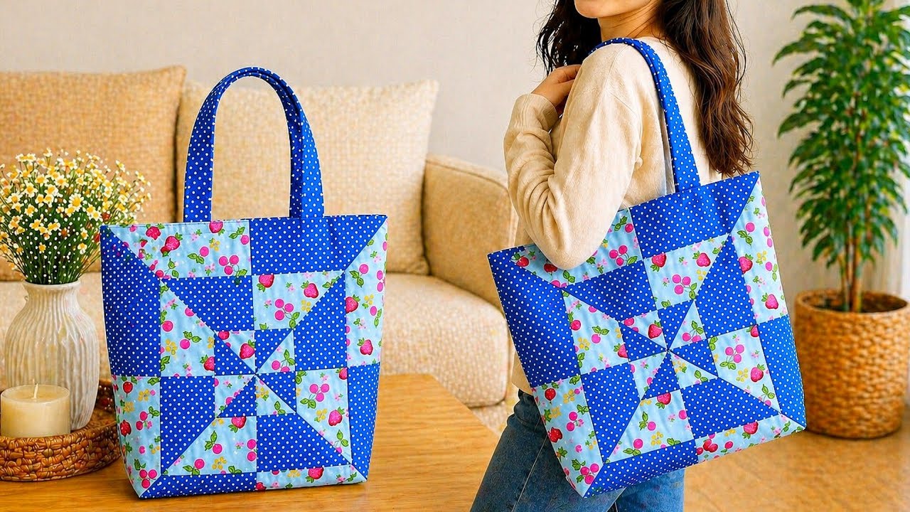 AMBUSH® PATCHWORK TOTE BAG Patchwork Tote Bag with a Beautiful Quilt Block Design - YouTube