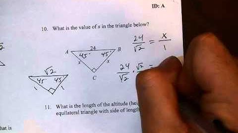 Unit 5 Review 1 number 10 Special Right Triangles