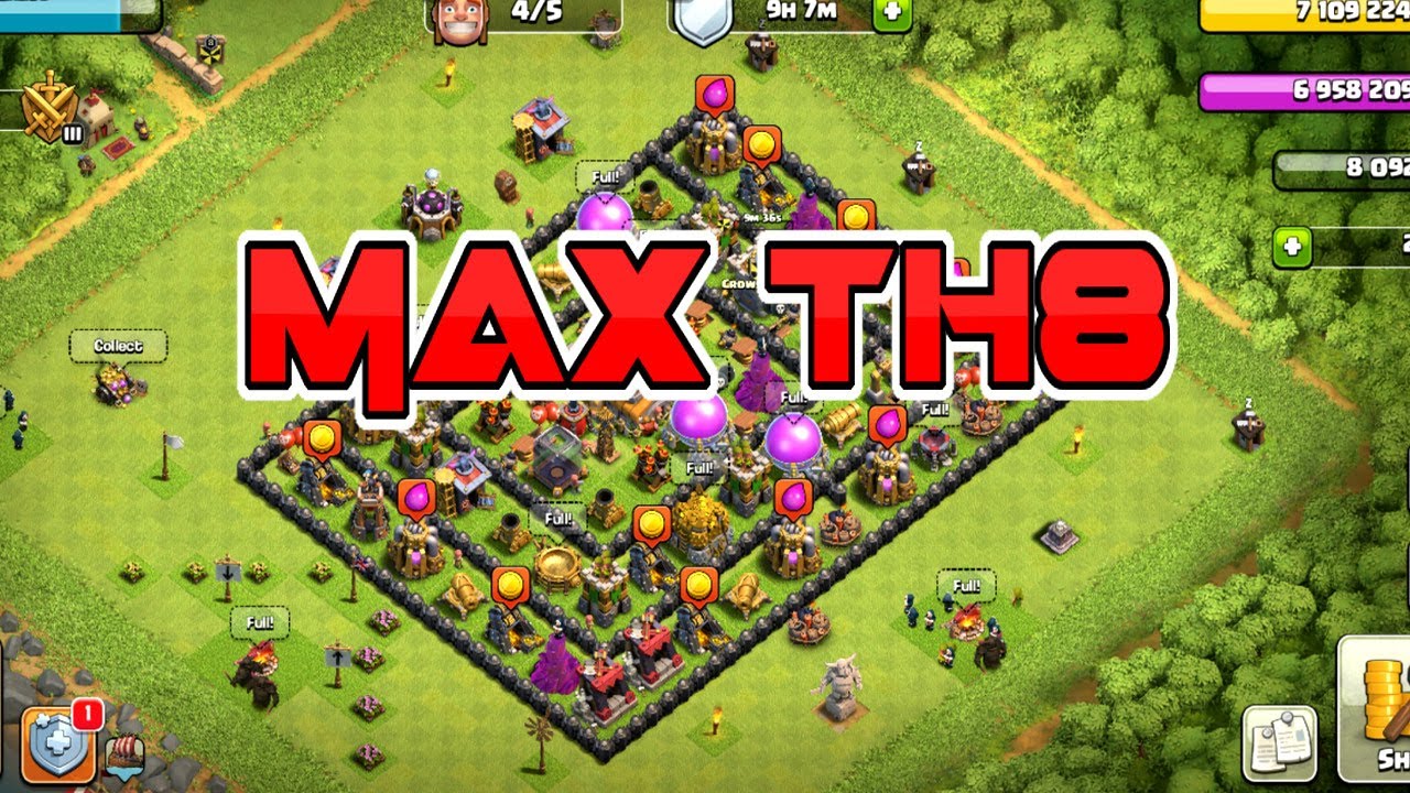 Clash Of Clans MAX TOWN HALL 8 BASE YouTube