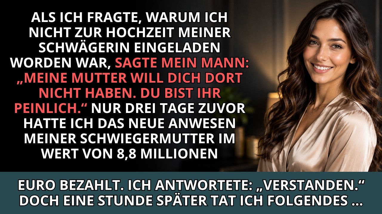 Vor versammelter Familie sagte mein Mann, ich sei ihm peinlich – während ich noch den Schlüssel zur Villa in der Hand hielt, die ich seiner Mutter gekauft hatte. Er wusste genau, warum ich dieses...