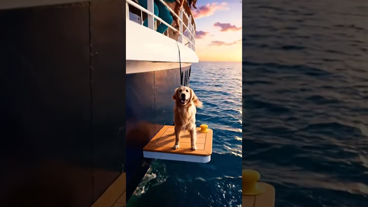 Sunset Cruise  – Golden Retriever You got me! 🌅🐕🚢 