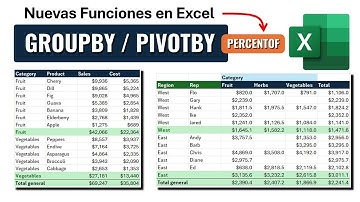 Nuevas Funciones: AGRUPARPOR (GROUPBY) & PIVOTARPOR (PIVOTBY) & PERCENTOF en Excel