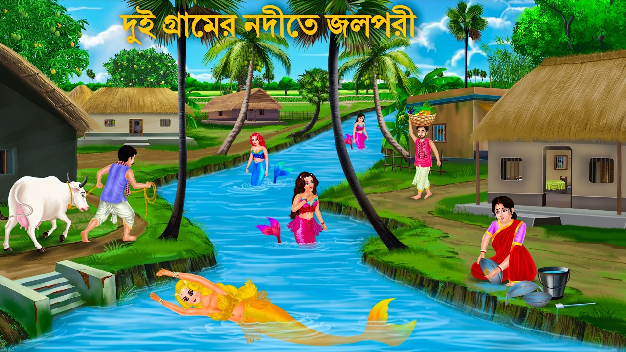 দুই গ্রামের নদীতে জলপরী | Gramer Nodite Jalpari | Notun Bangla Golpo | Jolpori Cartoon | Fairy Tales