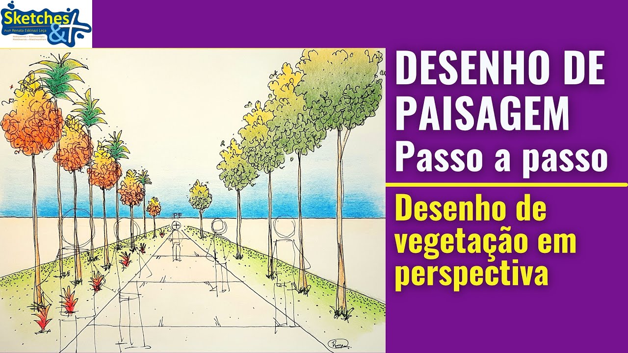 DESENHO DE PAISAGEM - Desenho de vegetação em perspectiva #desenho
