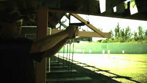 Slow motion high speed video of a glock at the shooting range