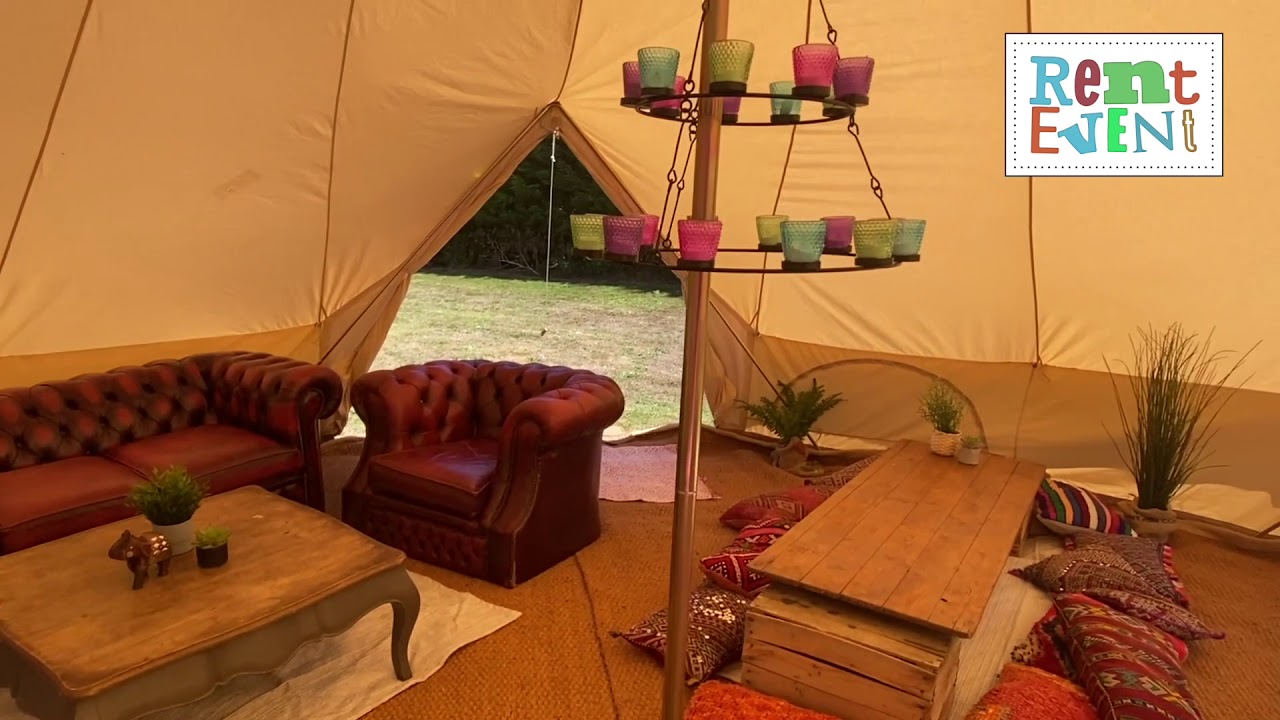 Festival Bell Tent Village Glamping Summer Set Up