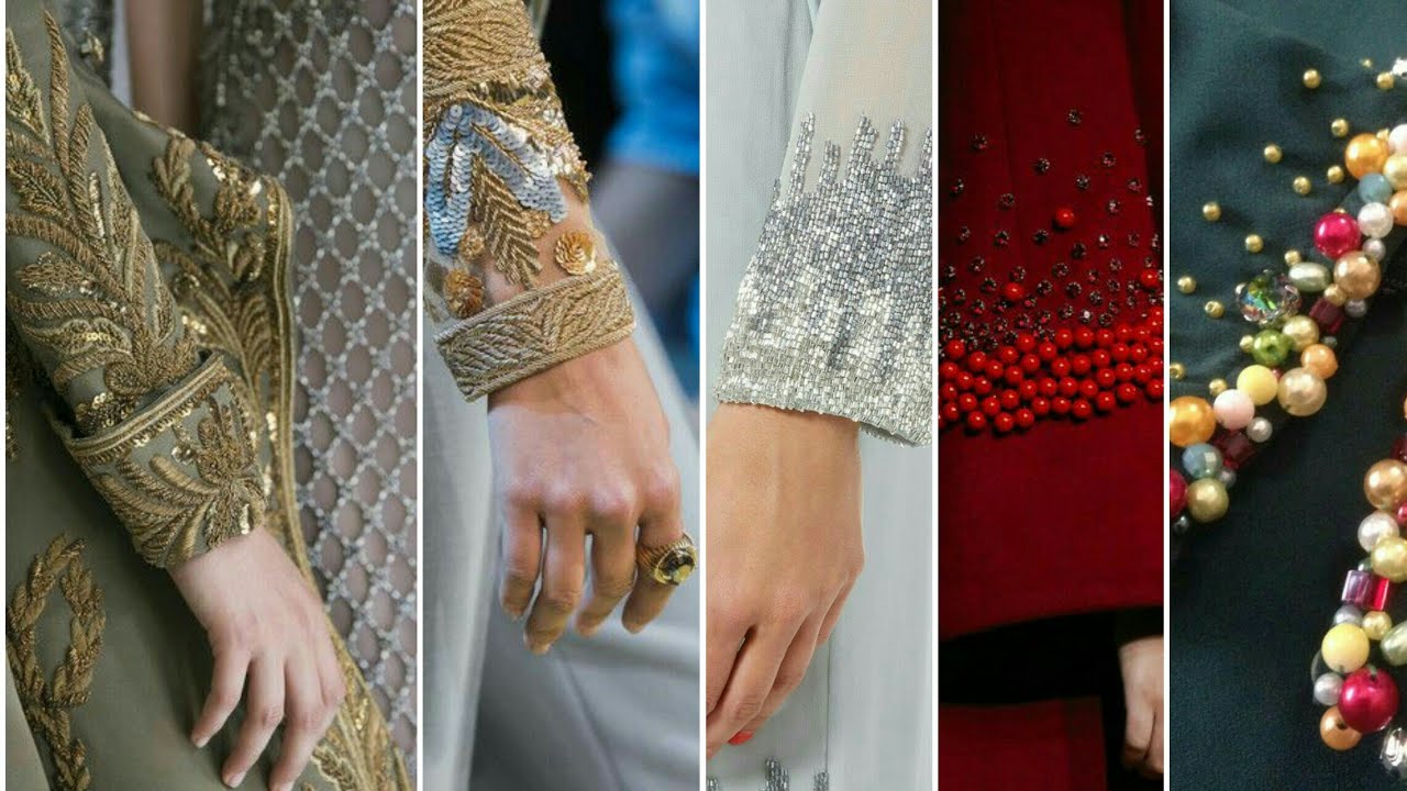 sleeves pearl embroidered and beaded pearls sleeves designs