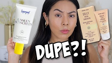 DUPE 🚨?!||TRADER JOES SPF 40 VS SUPERGOOP UNSEEN SPF 40? (SUNSCREEN REVIEW & FOUNDATION DEMO)