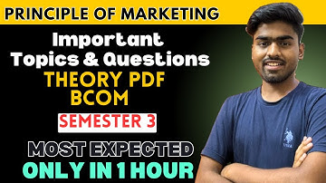 Principle Of marketing One shot Most important Questions Important Topics for BCOM Prog. Hons, BBA