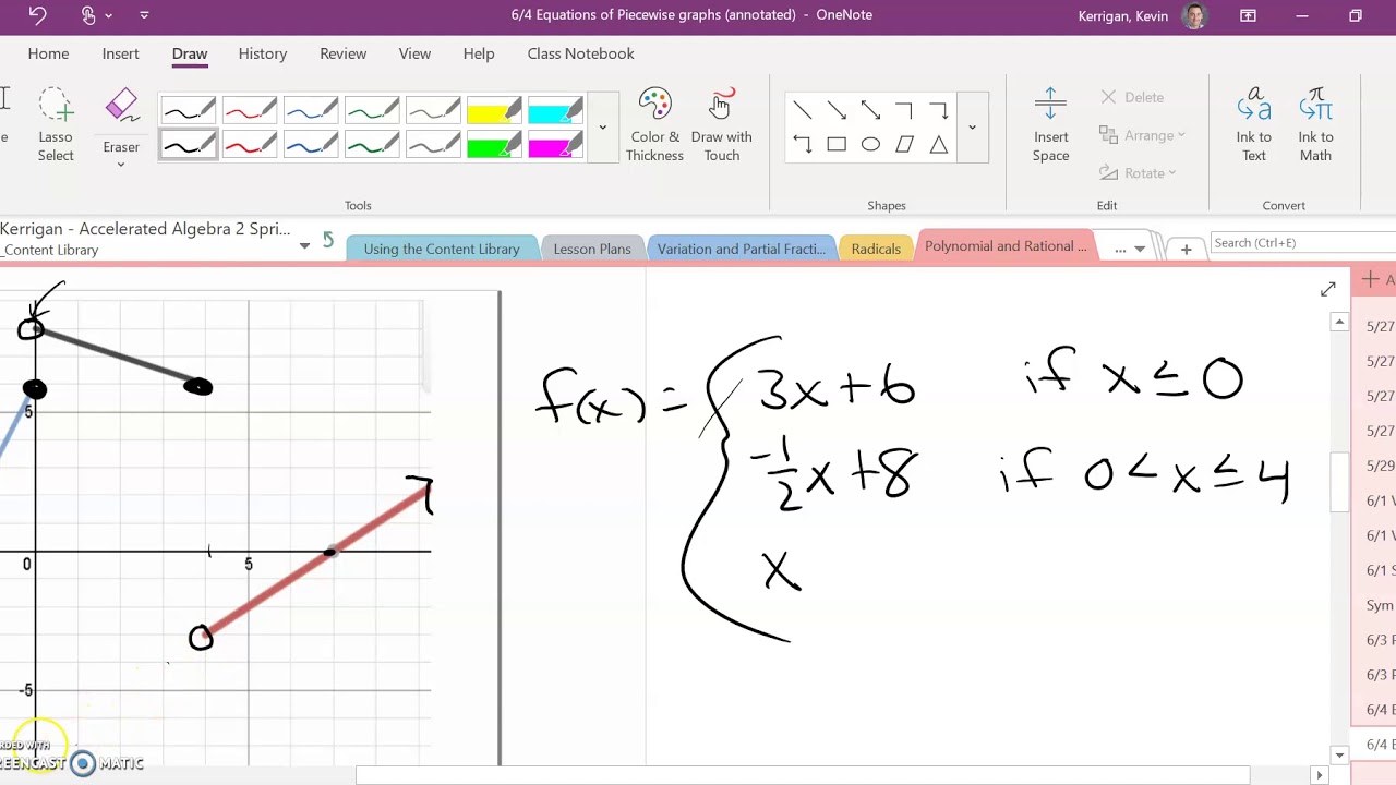 Equations of Piecewise Graphs - YouTube