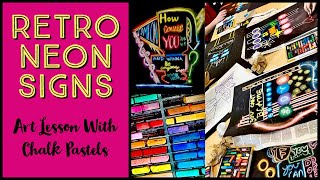 Retro Neon Signs: Art Lesson with Chalk Pastels screenshot 3