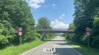 Timelapse Driving in Germany: Baden-Württemberg - Road B314 to B27 (June 2024)