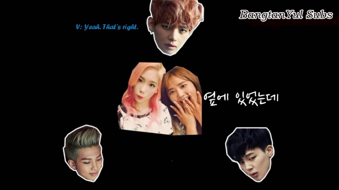 [2014] Sunny FM with BTS- Talk about V with SNSD Taeyeon and Yuri in airplane