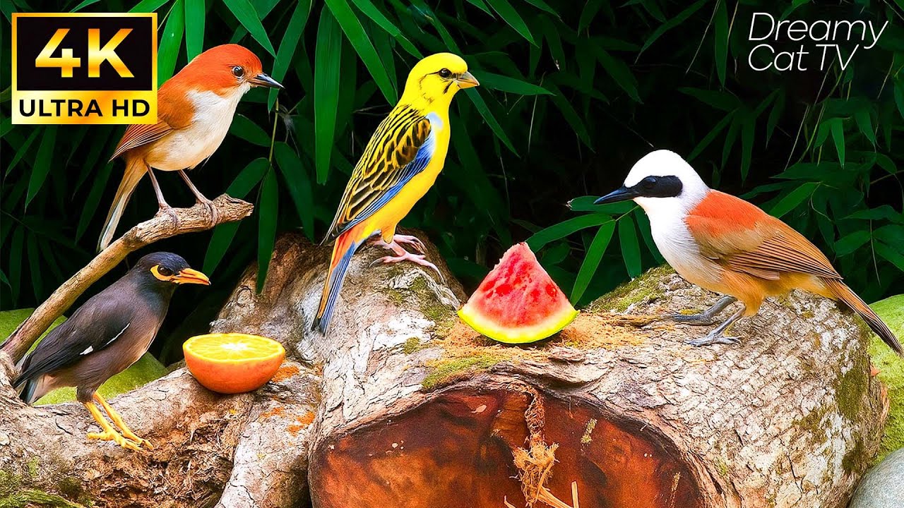 Bird Tv for Cats 😺 Birds In The Colorful Garden 🐦 8 Hour 4K HDR 60FPS