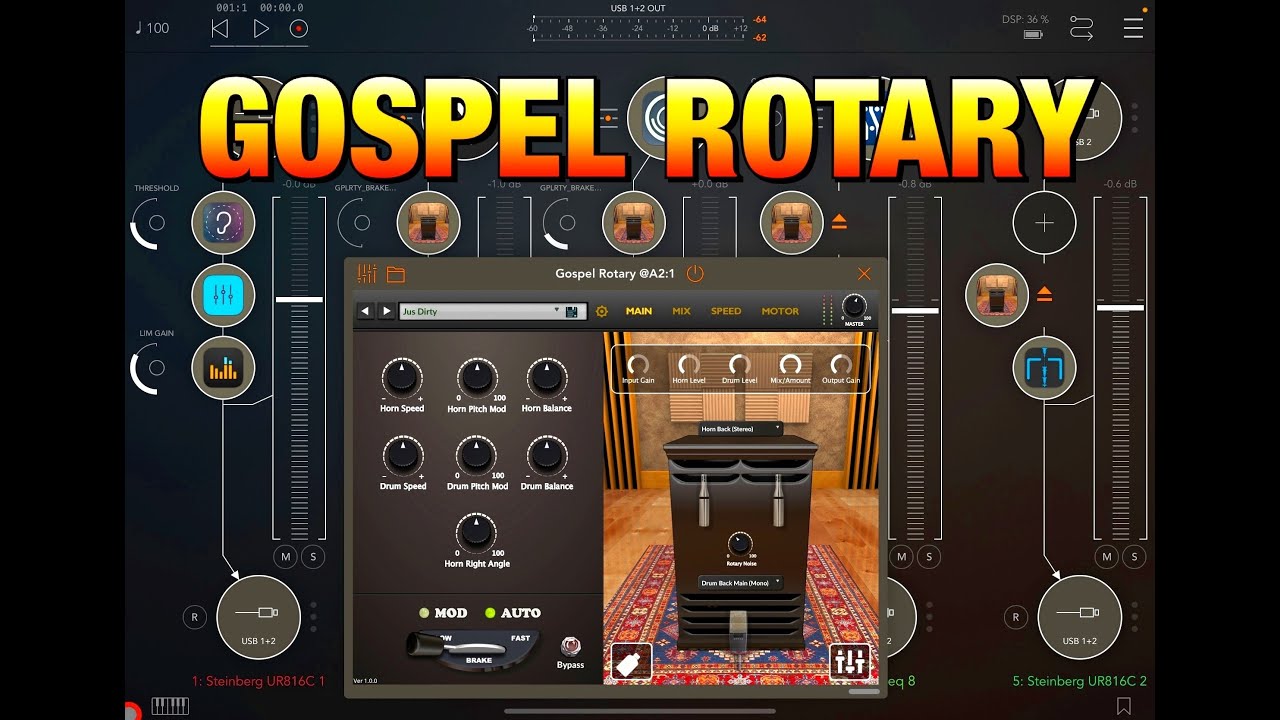 Gospel Rotary - Authentic Rotary Speaker Effect - Demoed with Organ, Piano, Drums, Guitar & Bass