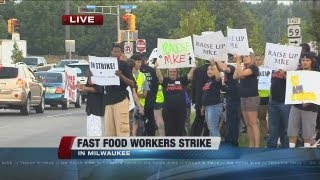 Fast food workers walk off the job in protest Thursday