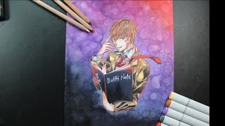 Drawing Light Yagami(Kira)from Death Note/Copic Marker Illustration screenshot 4