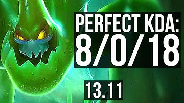 ZAC vs MAOKAI (JNG) | 8/0/18, Rank 7 Zac, 1200+ games, Legendary | KR Challenger | 13.11