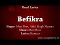 Befikra song full Audio with lyrics Tiger shrof Mp3 Song