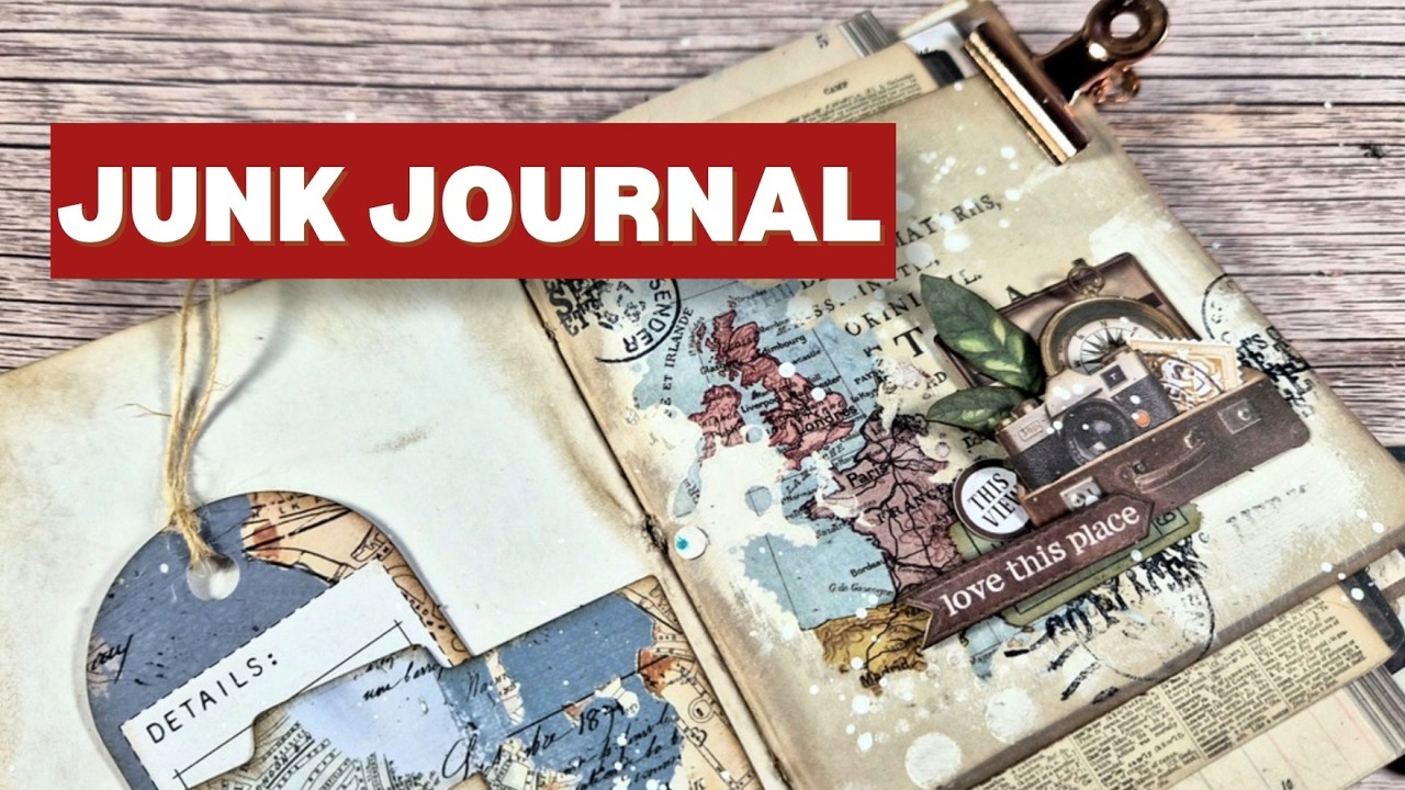 junk journal HOW-TO | decorating front cover and 2 pages - YouTube