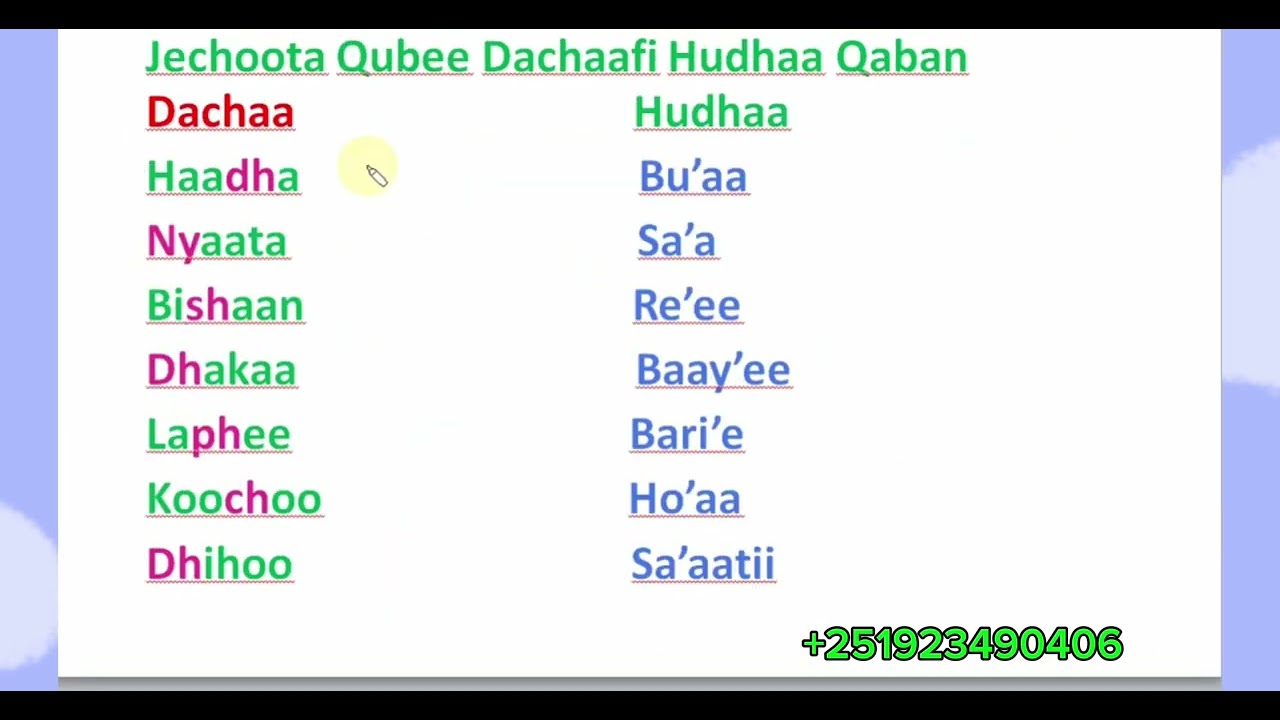  ✍️✍️✍️ Jecha Hayyootaa Dubbisuu Afaan Oromoo # Learn Afaan Oromoo #Amharic English letters