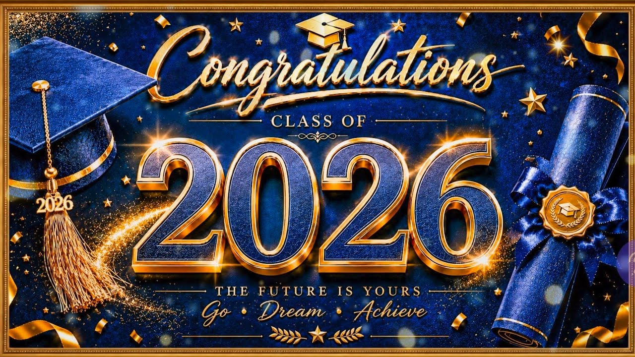 Congratulations Class of 2026 🎓 Blue & Gold Graduation Background Ambience