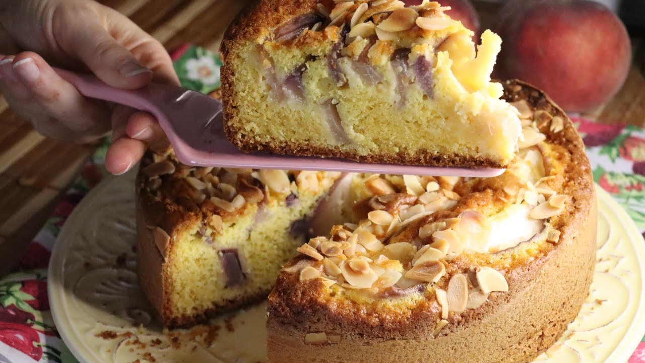 TORTA DI PESCHE E MANDORLE. La ricetta veloce🍑 #35