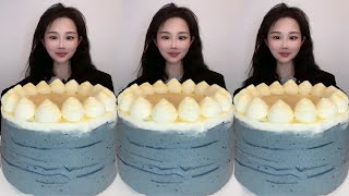 : AsmrEating Black Sesame Soy Milk Cake (Soft And Waxy Sound) MukbangSatisfyingEatings