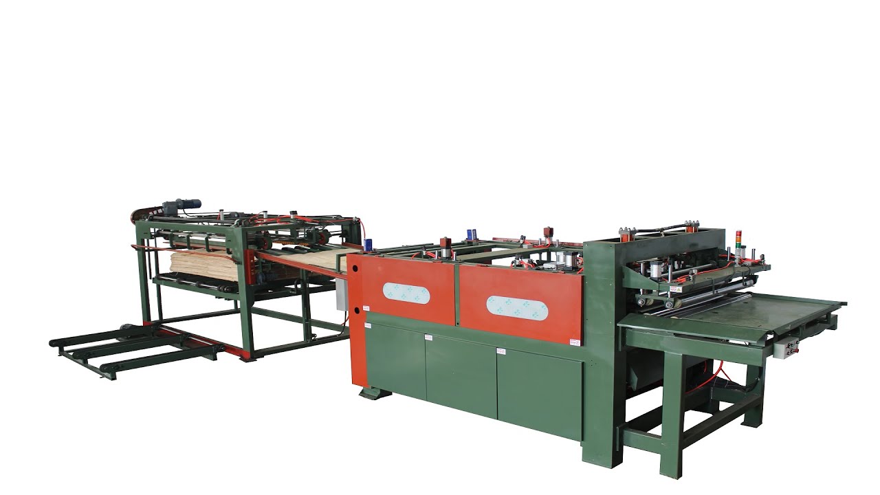 Plywood continuous finger core veneer composer machine - YouTube