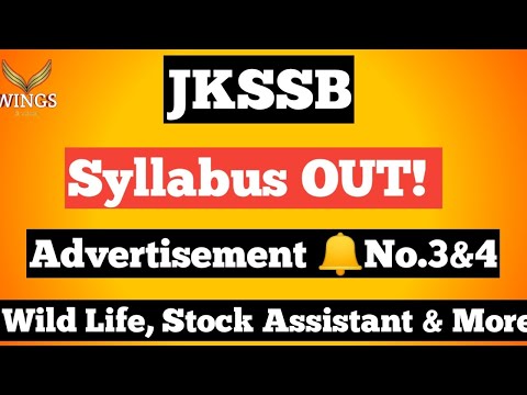 JKSSB Syllabus for Various Posts under Advt No. 3 and 4 Official Notification ?