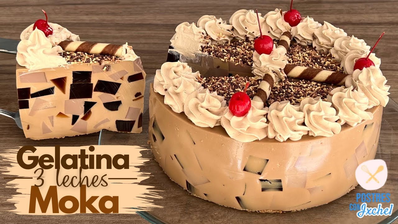 GELATINA 3 LECHES MOSAICO SABOR MOKA | GELATINA DE CHOCOLATE Y CAFÉ | POSTRES CON IXCHEL