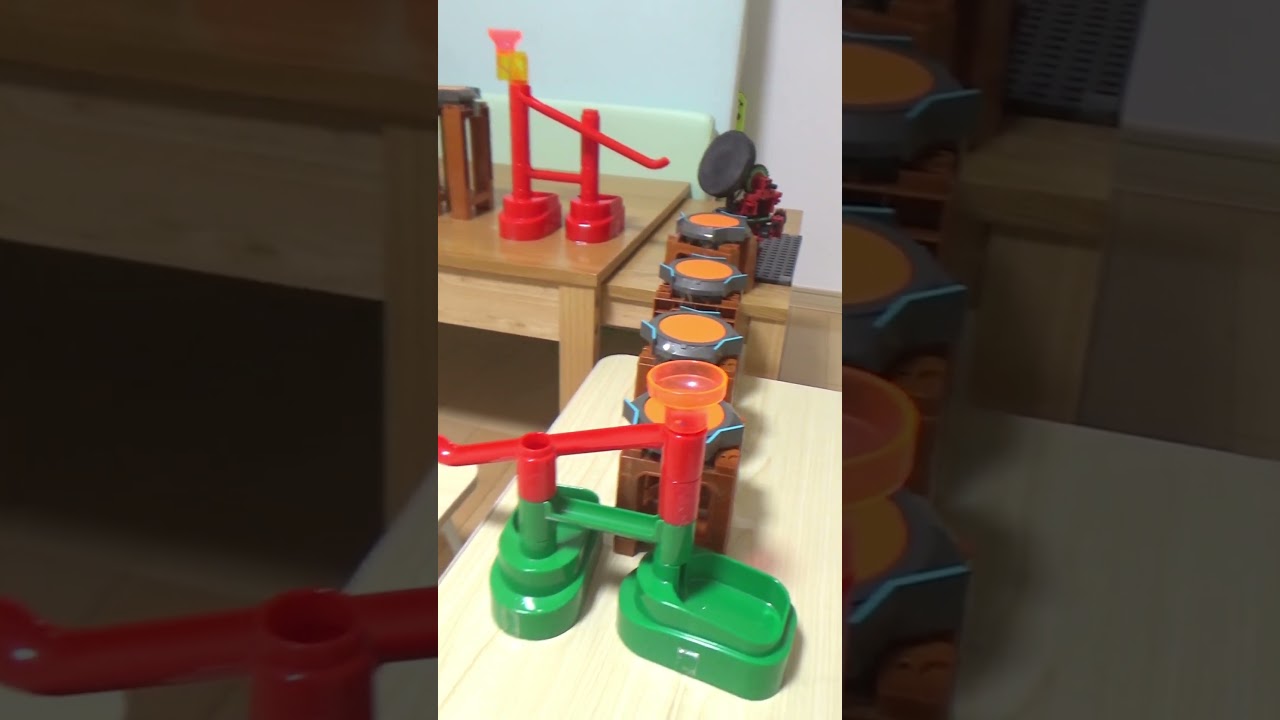Marble Run × Hop hop ☆ おもちゃピタゴラ317(ミニトランポリン) #marblerun #shorts #trickshots