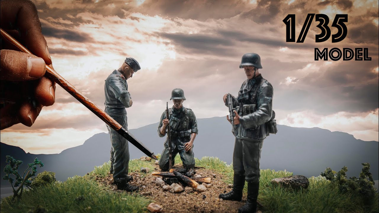 Диорама солдат у костра (фигурка дракона 1/35)