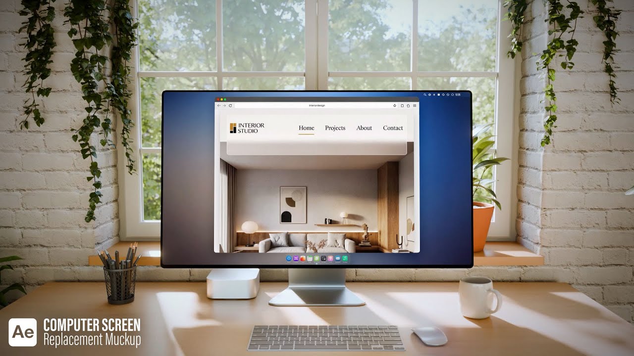 Computer Monitor Screen Animations – Zoom In & Camera Moves – Bright Office | AE Template